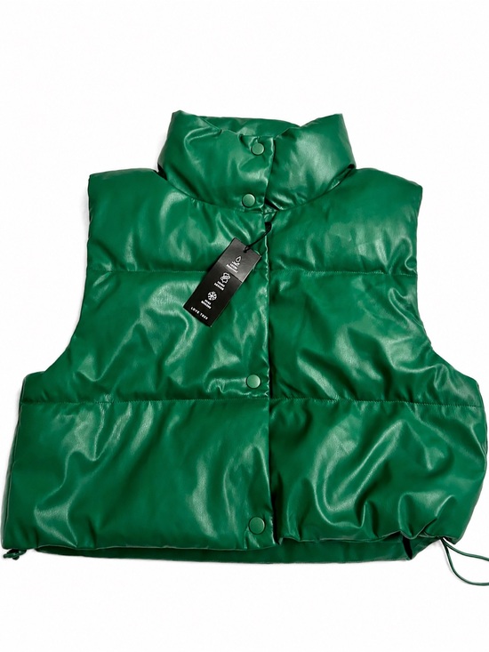 Love Tree Jackets & Blazers - Love Tree Green Faux Leather Puffer Vest Small NWT Vegan Leather Water Resistant
